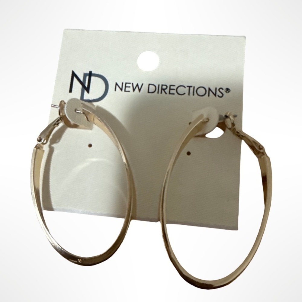 New Directions Shiny Gold Oval Hoops